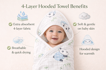 4-Layer Muslin Hooded Towel - Winnie the Pooh Print