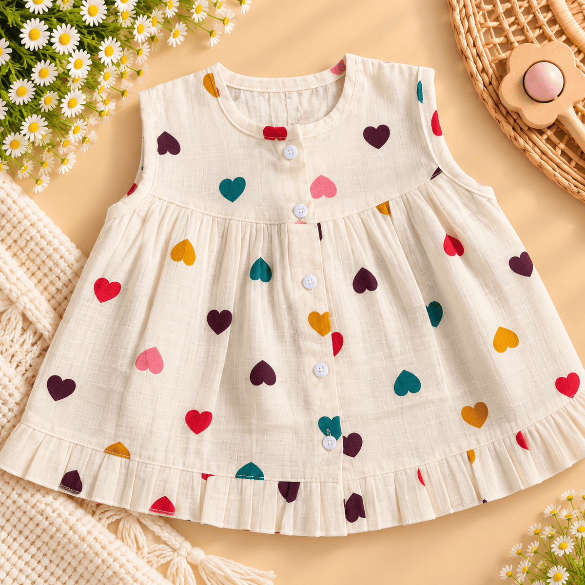 Premium Muslin Frock with Front Button