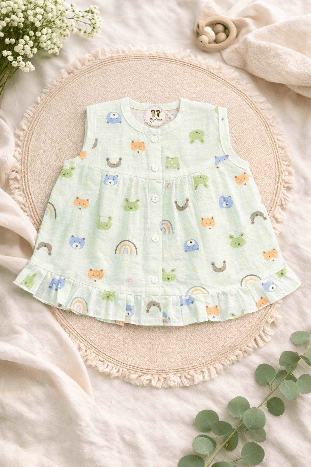 Premium Muslin Frock with Front Button