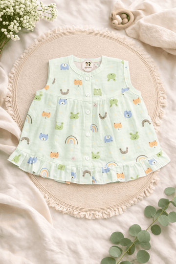 Premium Muslin Frock with Front Button