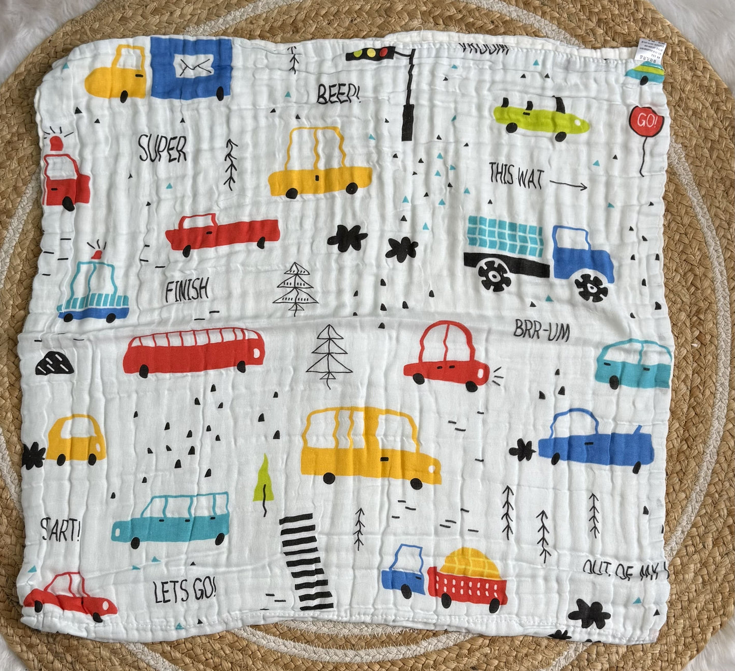 Muslin 6 Layer Bath Towel- Car
