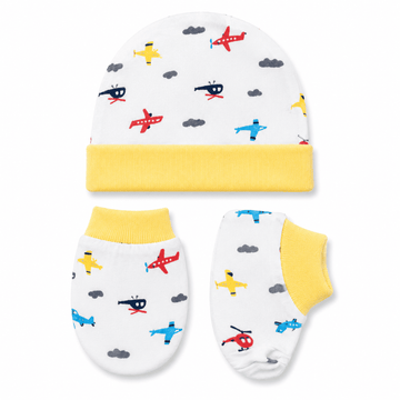 Cap, Mitten & Bootie Set - Helicopter