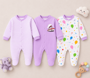 3 Piece Romper Set Soft Cotton - Lavender