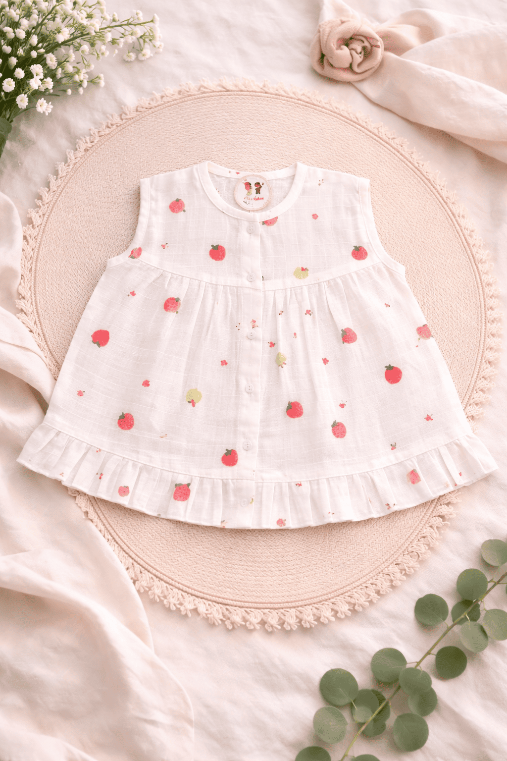 Premium Muslin Frock with Front Button