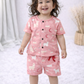 Button Shorts Set -Pink Unicorn
