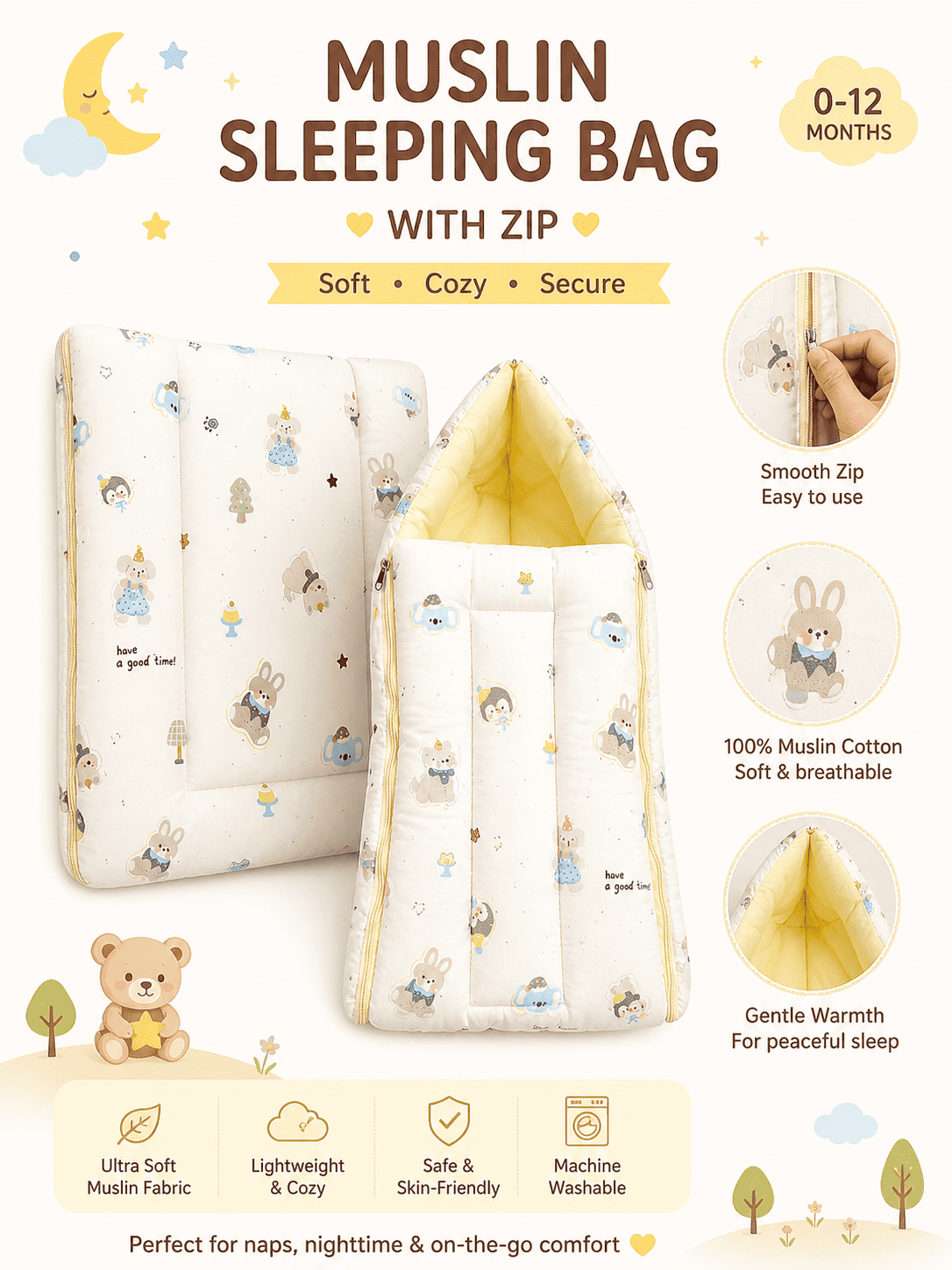 Muslin Carry Nest With Zip
