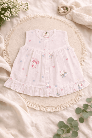 Imported Premium Muslin Frock with Front Button