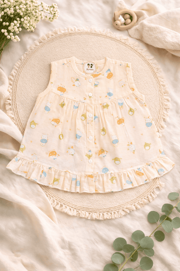 Premium Muslin Frock with Front Button