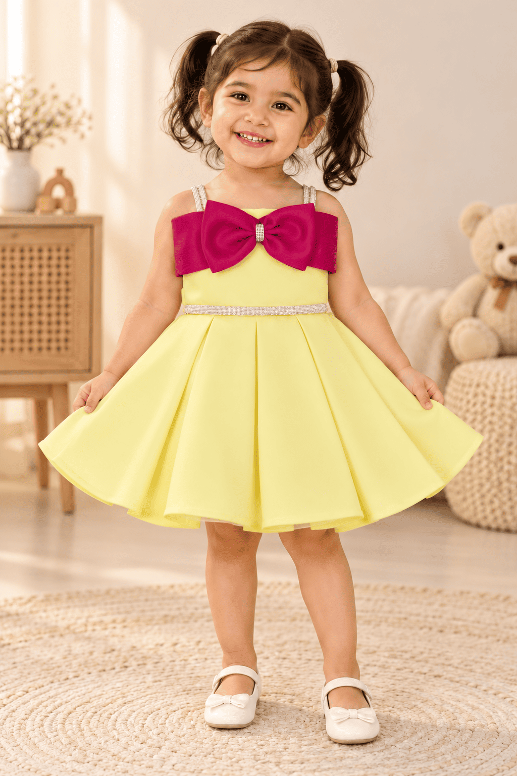 Premium Scuba Frock with Flair - Yellow