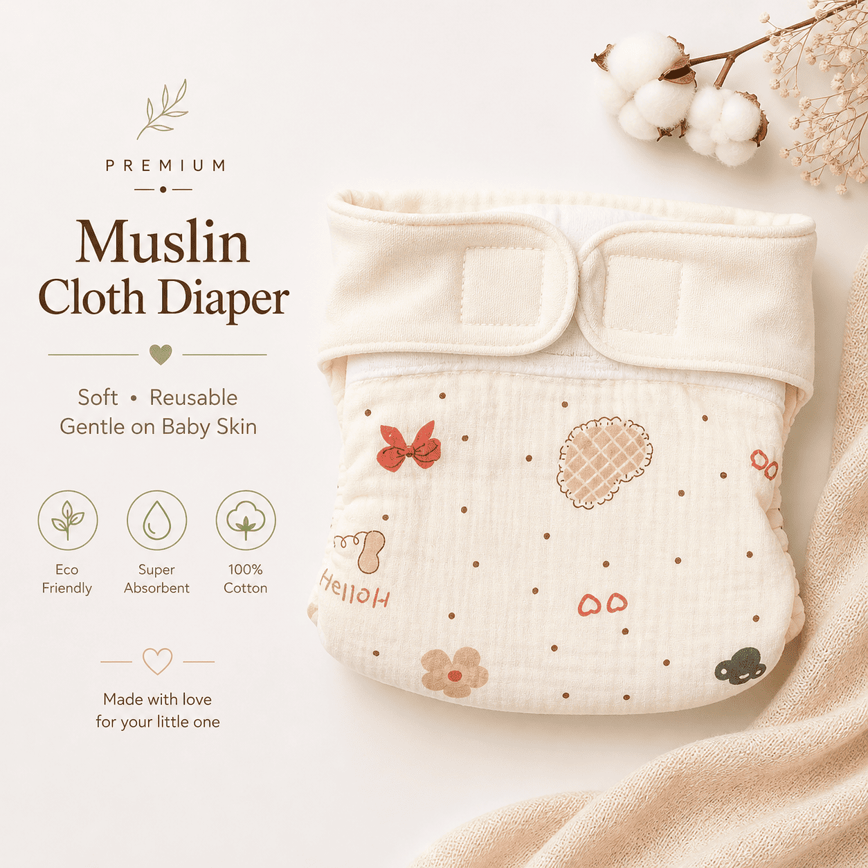 Premium Muslin Cloth Diaper