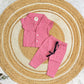 Half Sleeve Kids Night Suit - Pink White