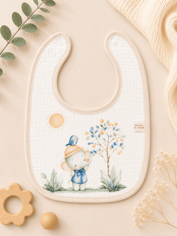 Muslin Bib - Elephant with Tree