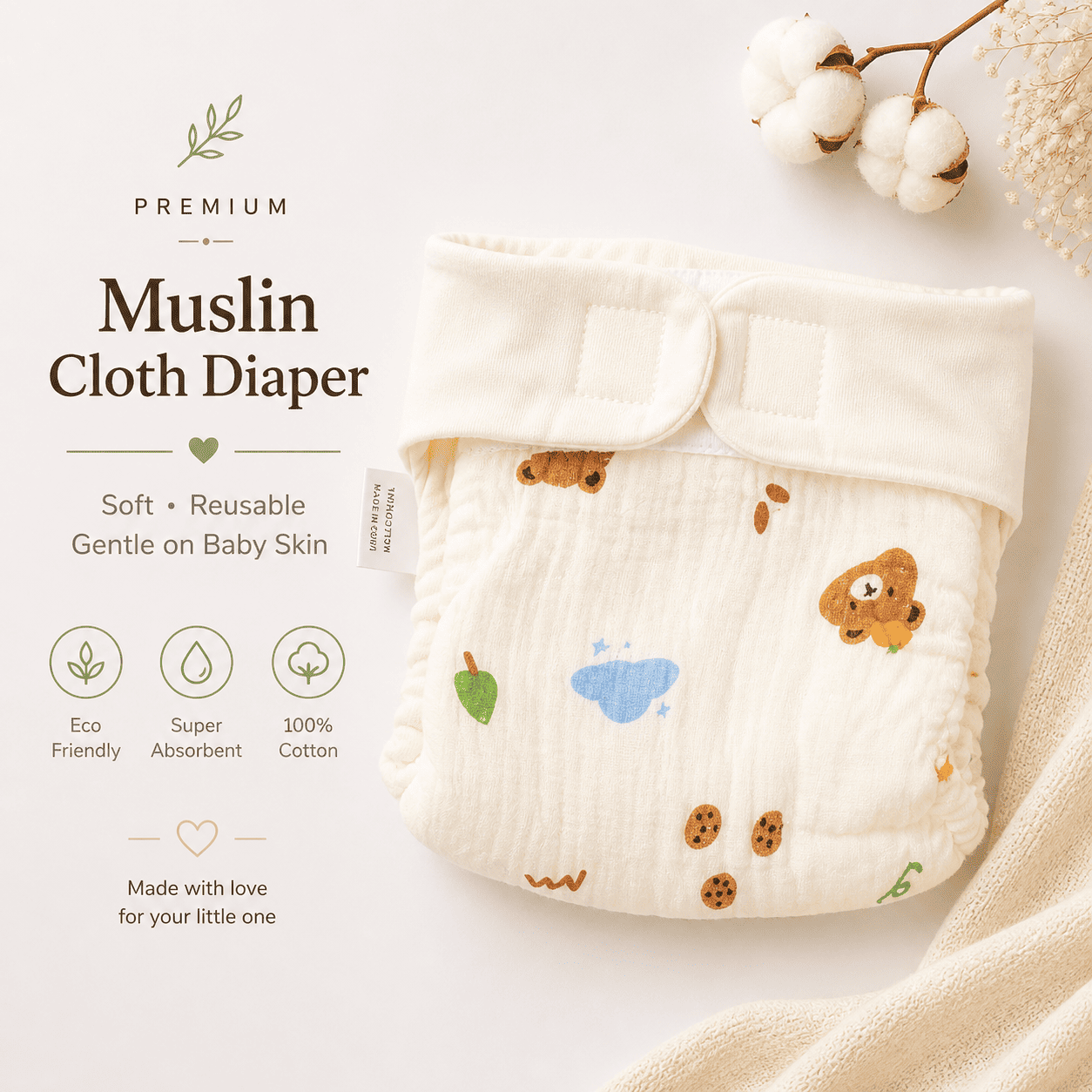 Premium Muslin Cloth Diaper