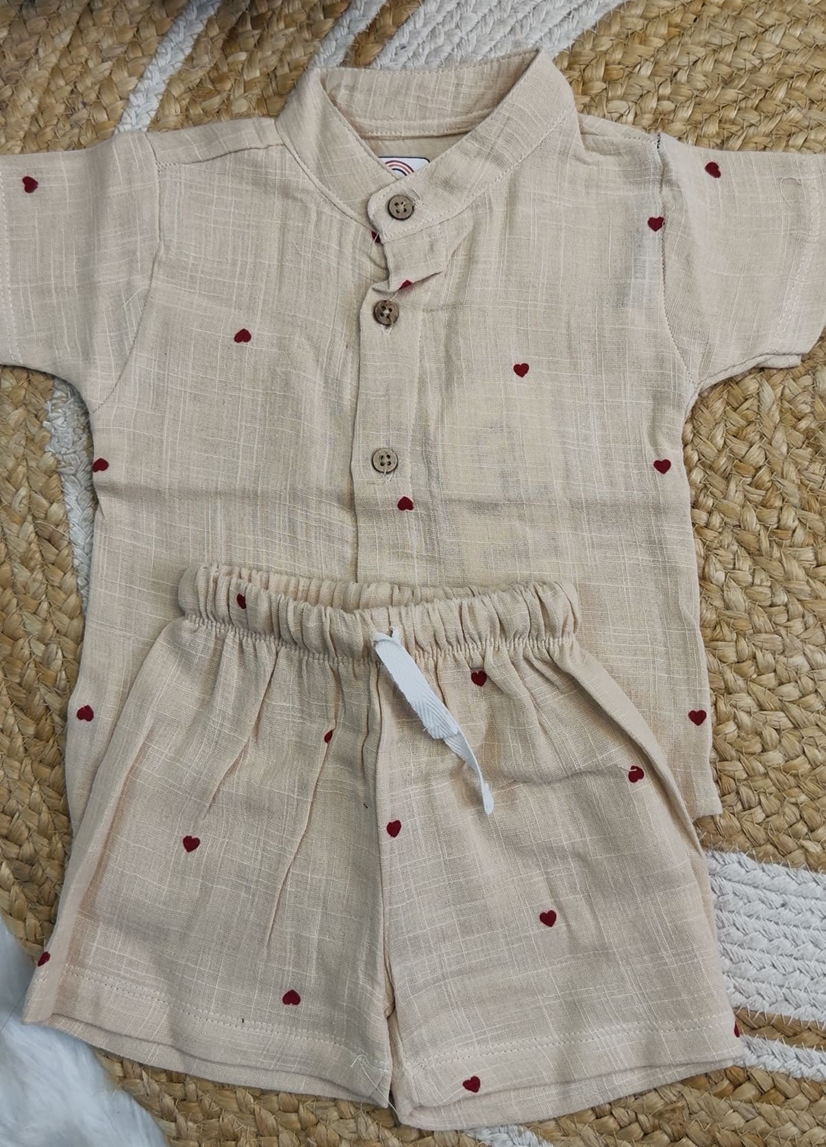 Premium Muslin Co-Ord Set for Boys - Sandal Colour