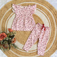 Frock with Pant Co-ord Set - Pink Small Flower