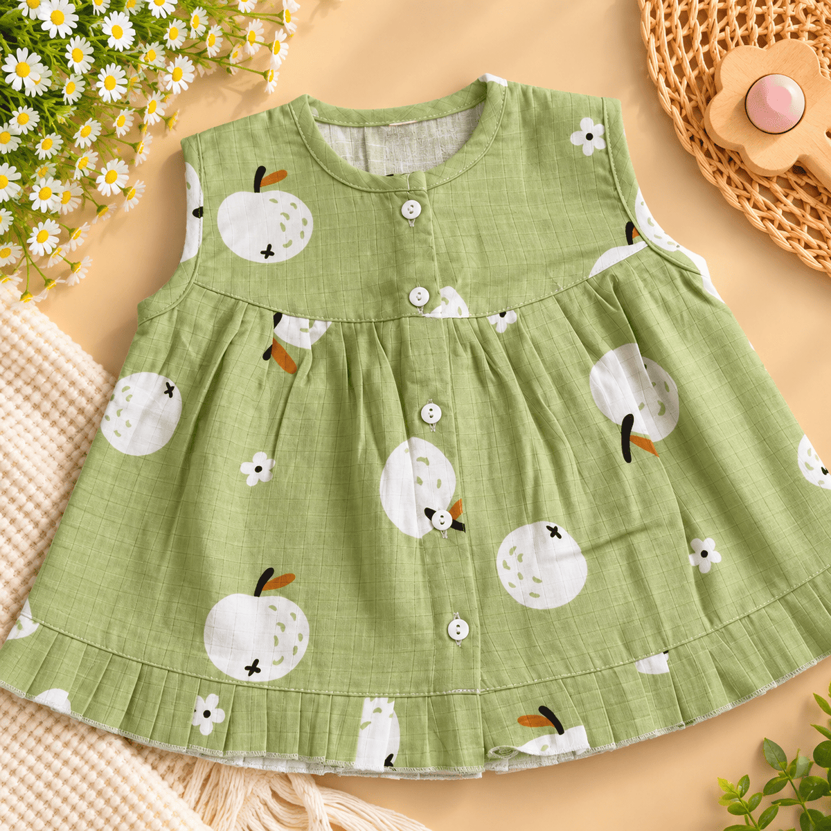 Premium Muslin Frock with Front Button