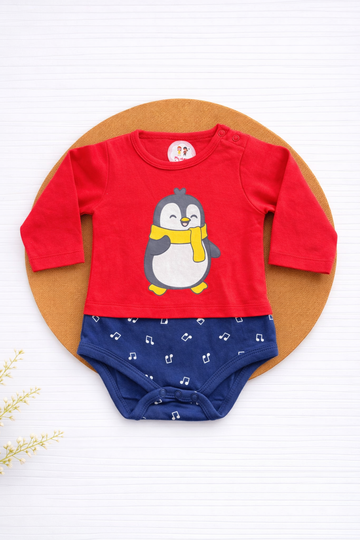 Onesie- Red Penguin
