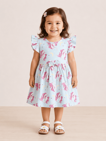 Frill Sleeve Frock - Unicorn