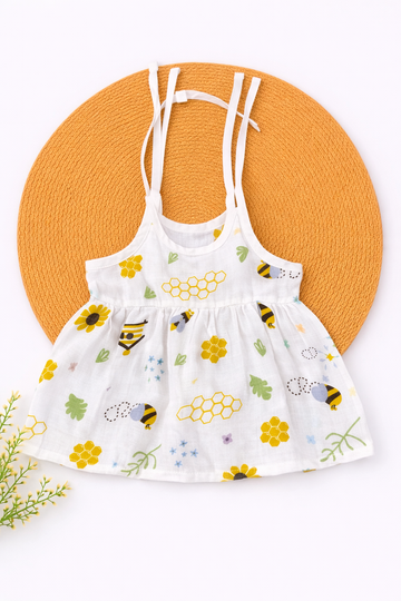 Muslin Knot Frock- Honey Bee