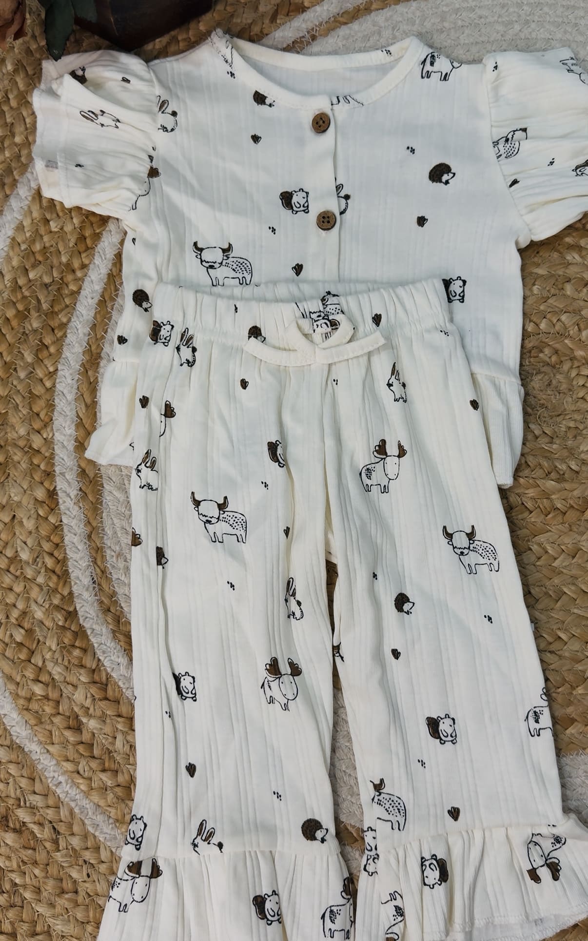 Peplum Top with Pant Set - Forest Friends