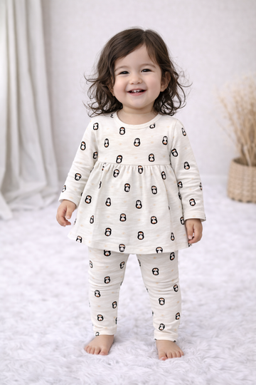 Frock with Legging Co-ord Set Infant - White Penguin