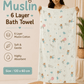 Muslin 6 Layer Bath Towel-     Teddy in Space