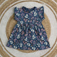 Frill Sleeve Frock - Navy Blue Flower