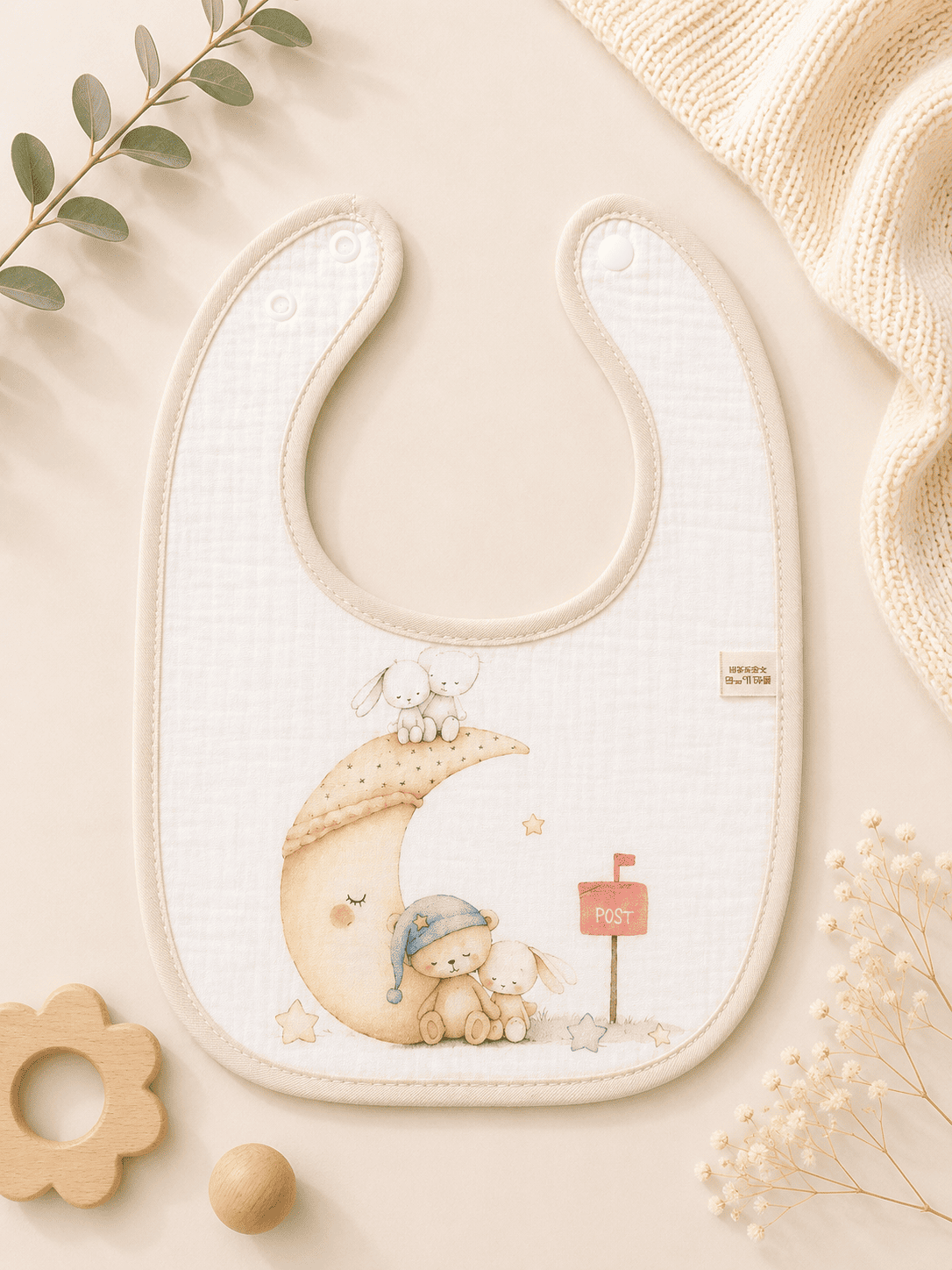 Muslin Bib - Moon & Teddy