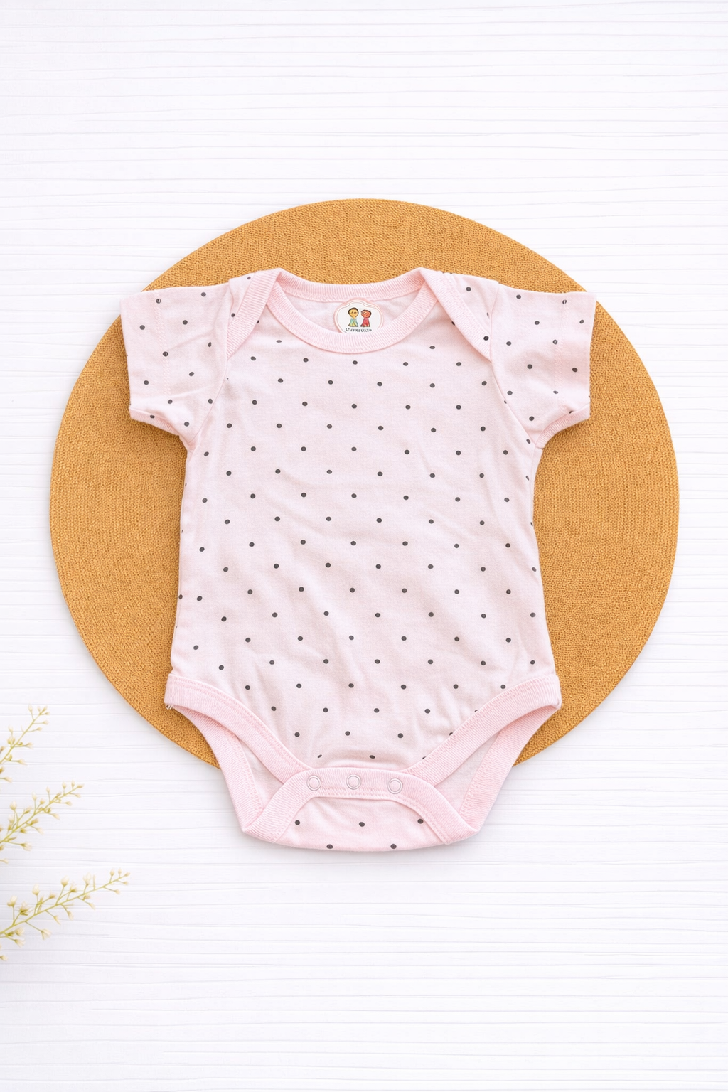Onesie- Pink Black Dot