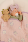 Muslin Receiving Blanket - Lavender Border with Bunny 110*110 cm
