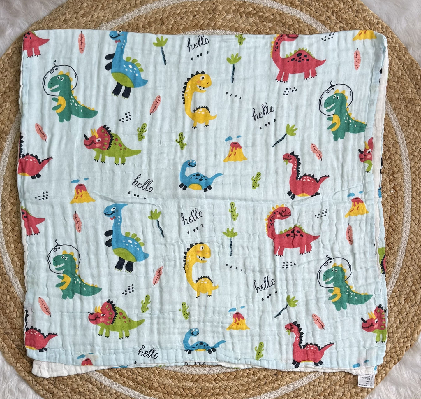 Muslin 6 Layer Bath Towel- Dinosaur