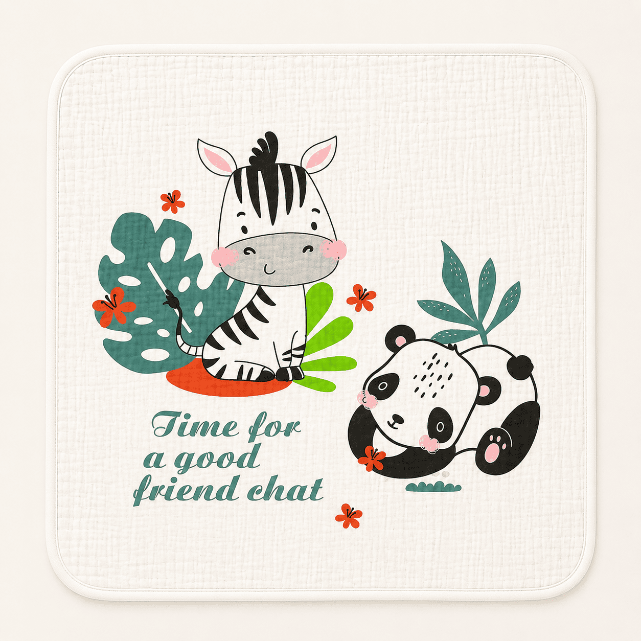 Muslin Receiving Blanket - White Zebra and Panda