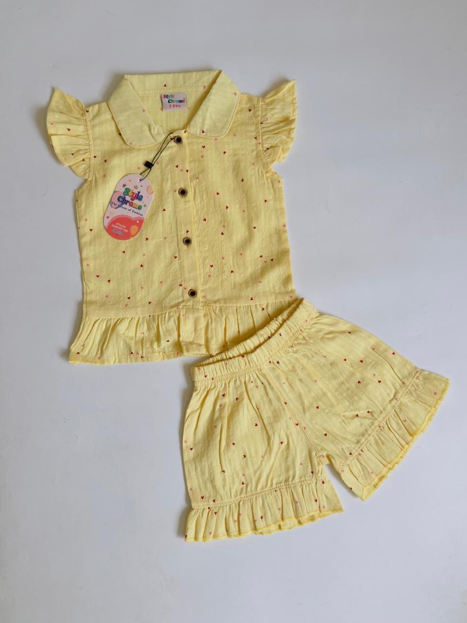 Muslin Frill Sleeve Shorts Set