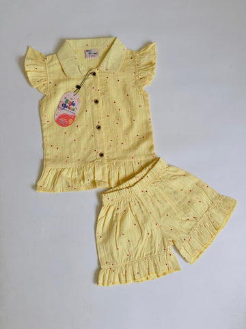 Muslin Frill Sleeve Shorts Set