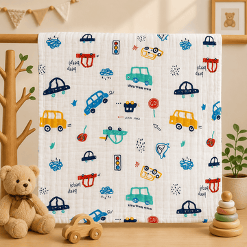 Muslin 6 Layer Bath Towel- Car