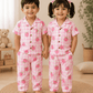 Half Sleeve Kids Night Suit Pure Cotton - Strawberry