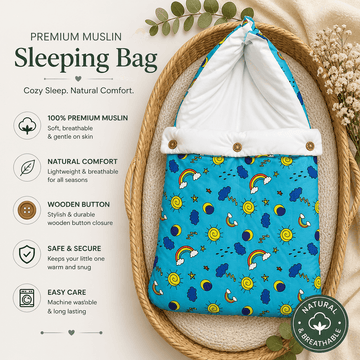 Premium Muslin Carry Nest - Blue Rainbow