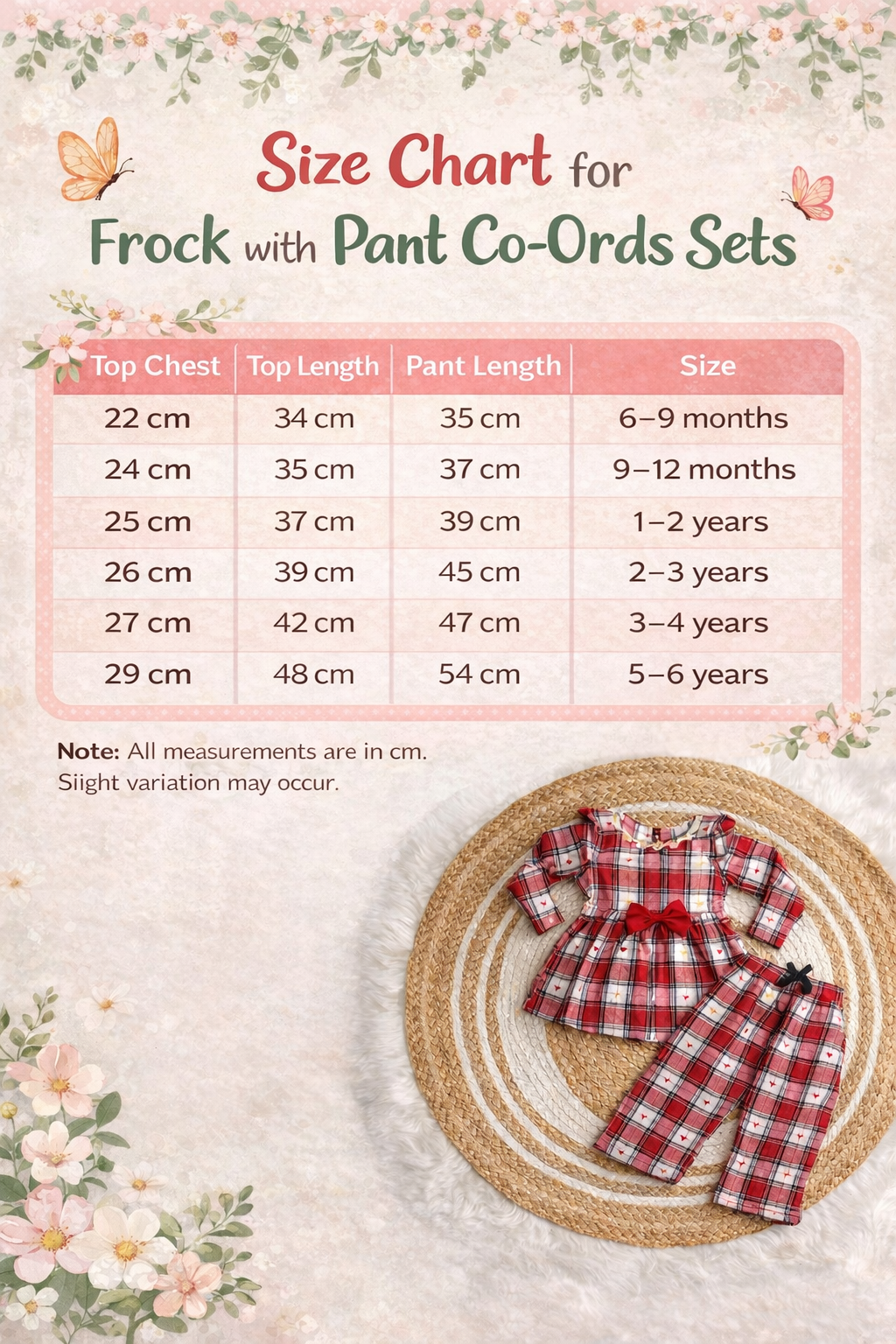 Frock with Pant Set for Kids - Red with White Checked