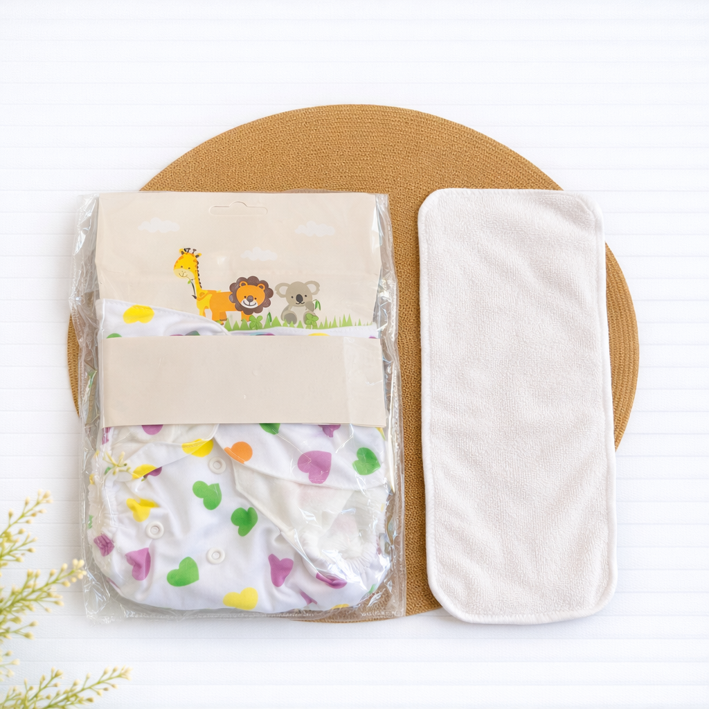 Cloth Diaper Adjustable & Reusable with Pad - Heart