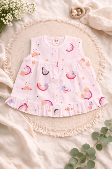 Premium Muslin Frock with Front Button