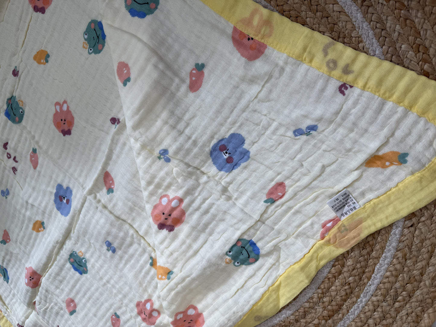Muslin Receiving Blanket - Bunny & Carrot