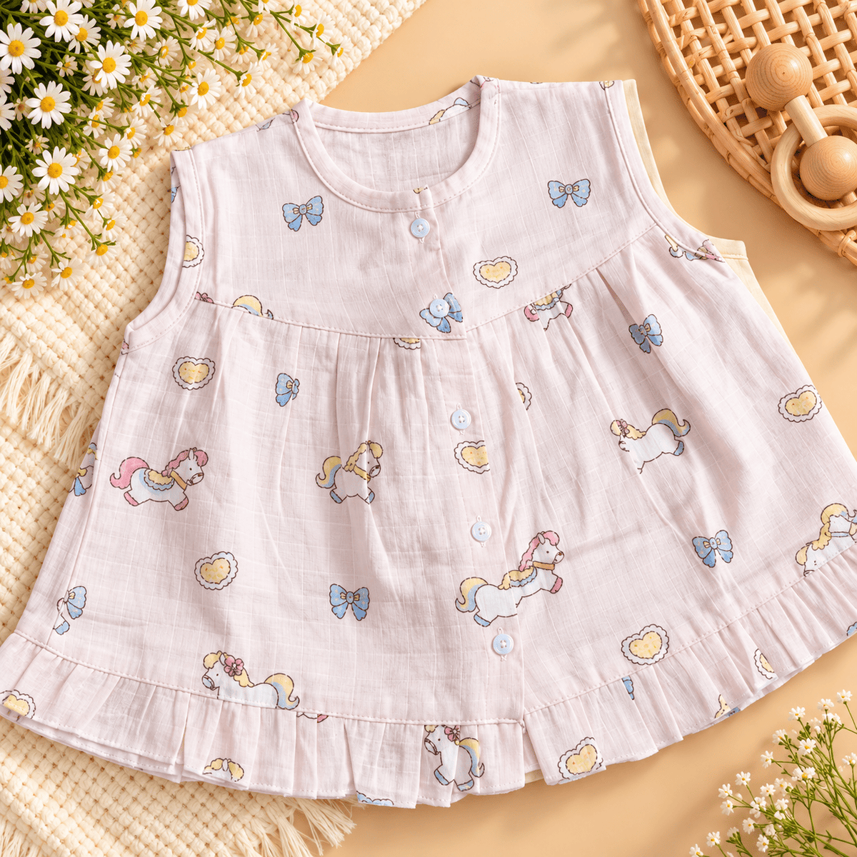 Premium Muslin Frock with Front Button