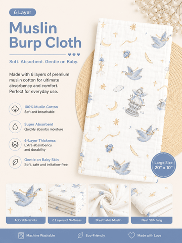 6 Layer Muslin Burp Cloth