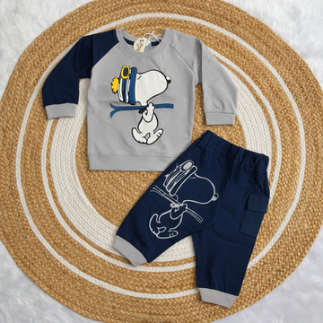 Kids Jogger Set – Grey with Blue