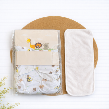 Cloth Diaper Adjustable & Reusable with Pad - Animal Print