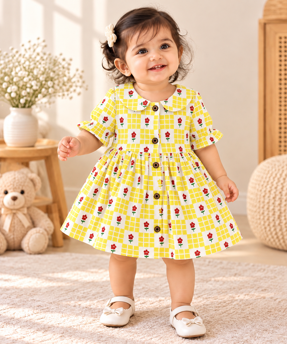 Muslin Frock with Front Buttons - Buy 3 for 999₹