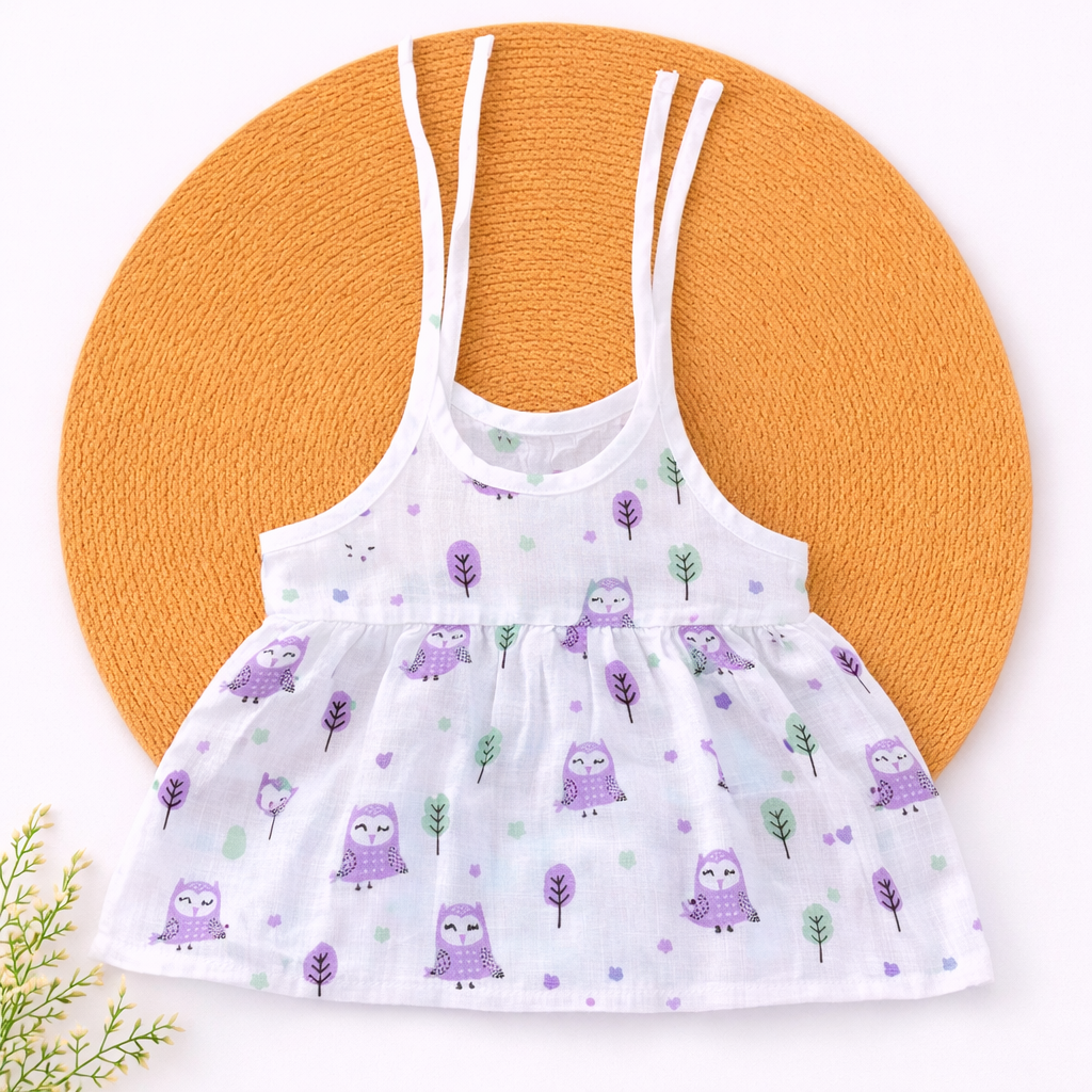 Muslin Knot Frock- Owls
