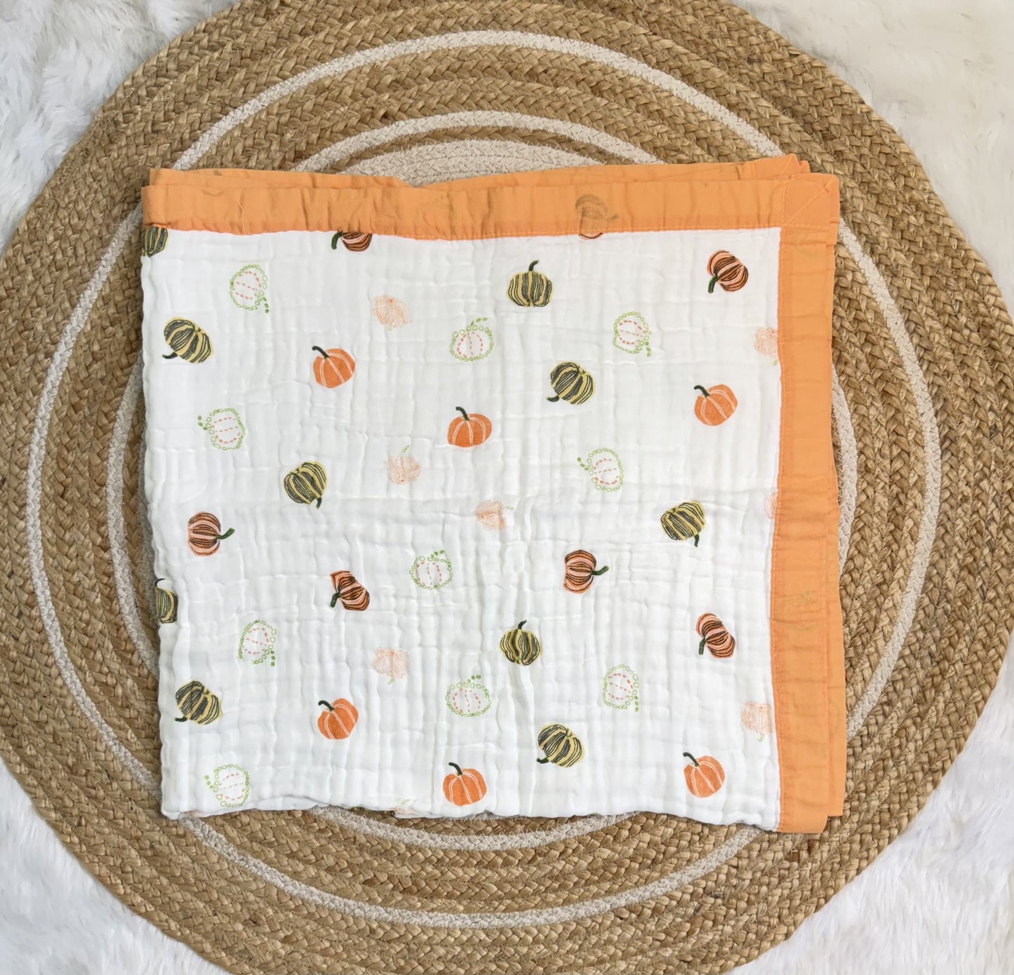 Muslin Receiving Blanket - Orange Pumpkin