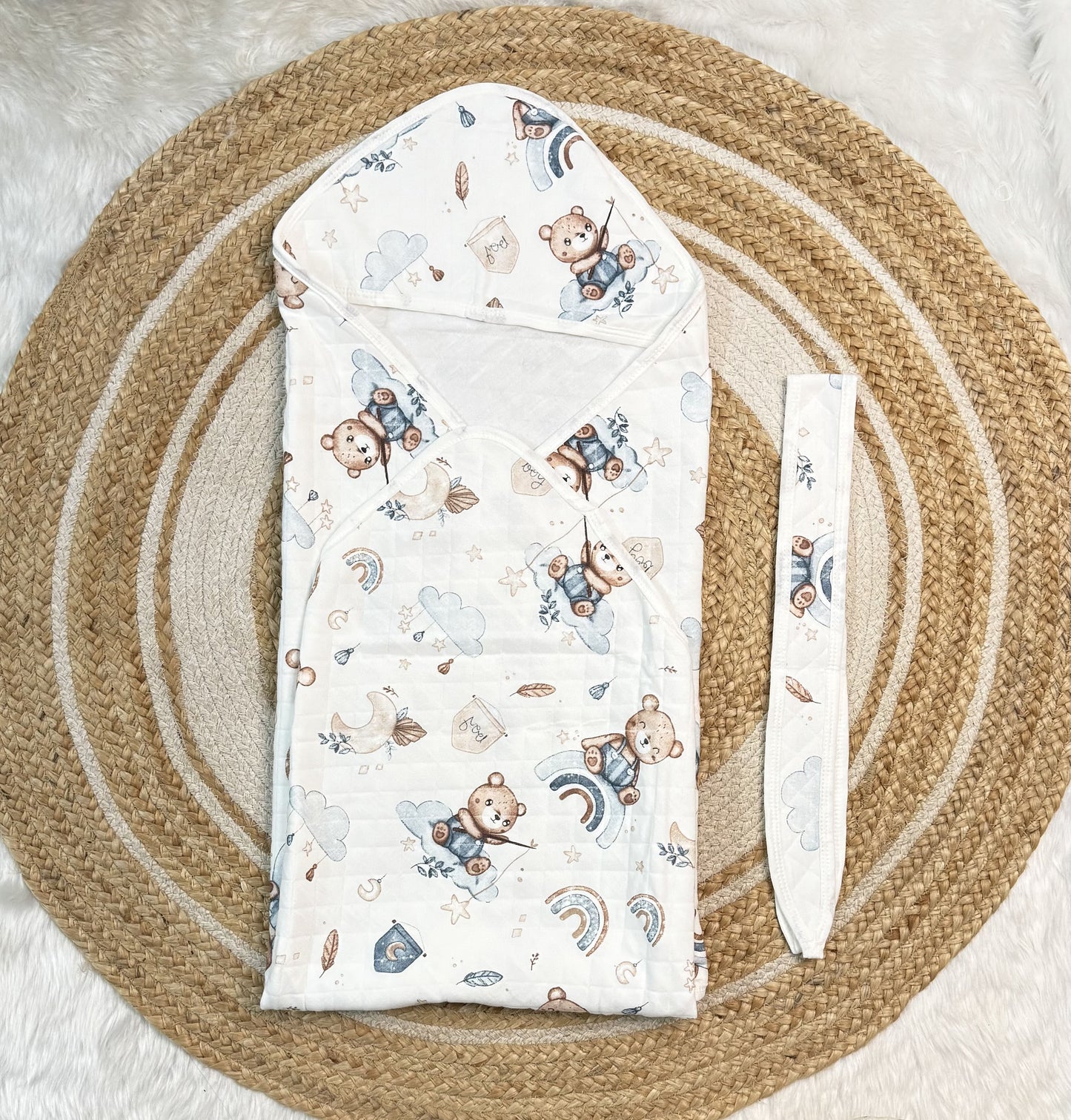 4-Layer Muslin Hooded Towel - Teddy Bear with Cloud Moon
