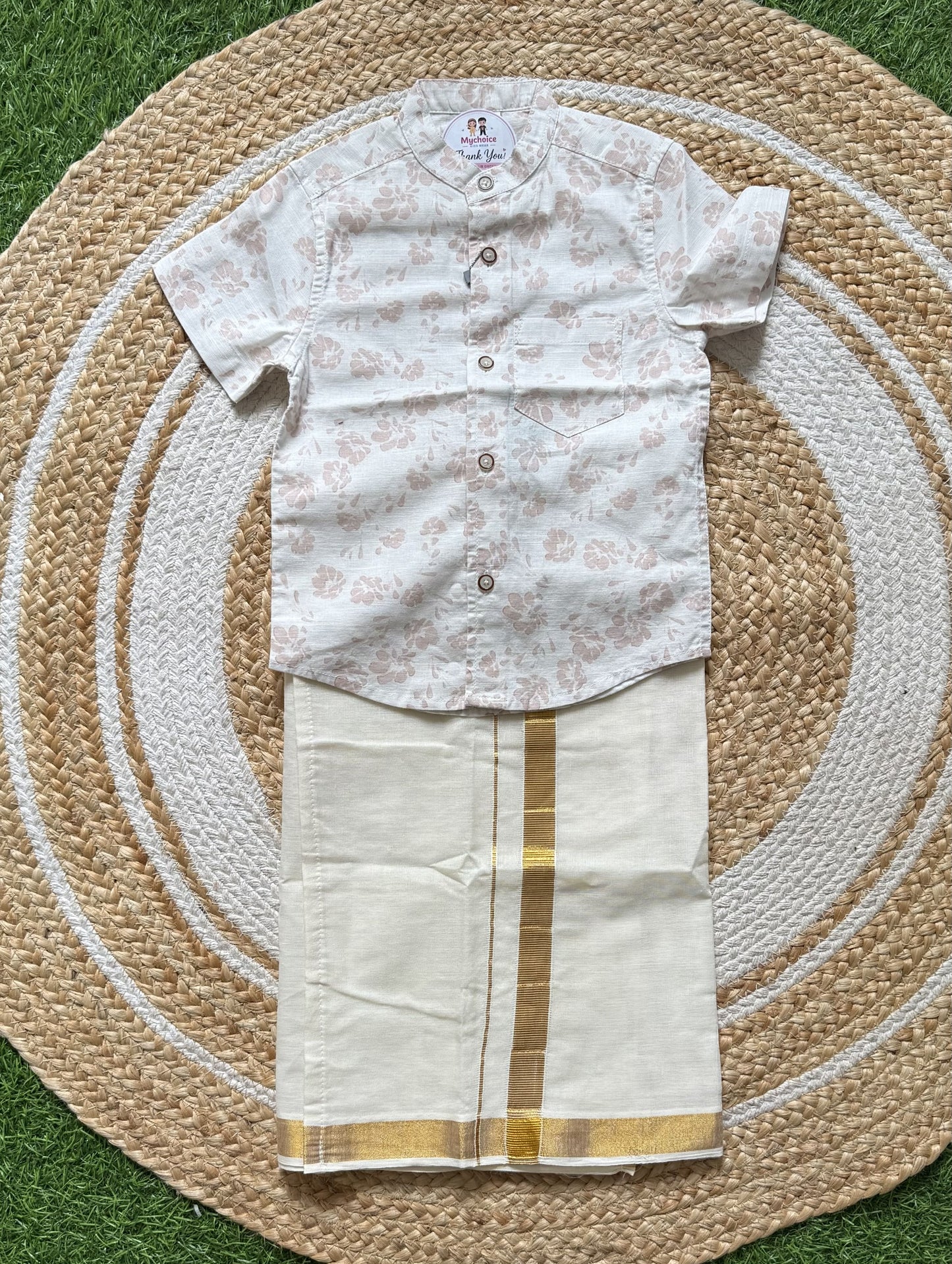 Linen Shirt with Velcro Veshti Set